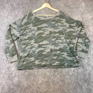 Universal Thread Sweater XXL Camo Green Modest Crop Oversize Boxy Casual Womens